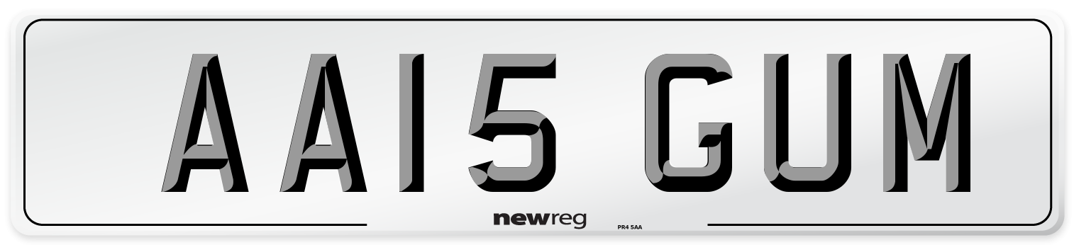 AA15 GUM Number Plate from New Reg